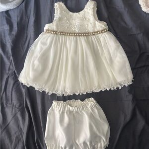 Elegant White Baby Dress with Bloomers by American Princess (9M)